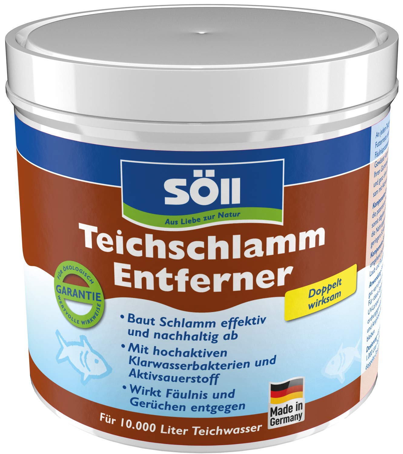 Söll 80588 TeichschlammEntferner 500 g - biologischer Teichreiniger entfernt organischen Schlamm und Ablagerungen im Gartenteich Fischteich Schwimmteich Koiteich
