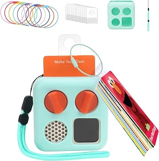 YouKnow 100 Pcs Self-Adhesive Card Holder for Yoto Cards with 10 Pcs Removable Card Rings + Silicone Case for YOTO Mini Player (Green)