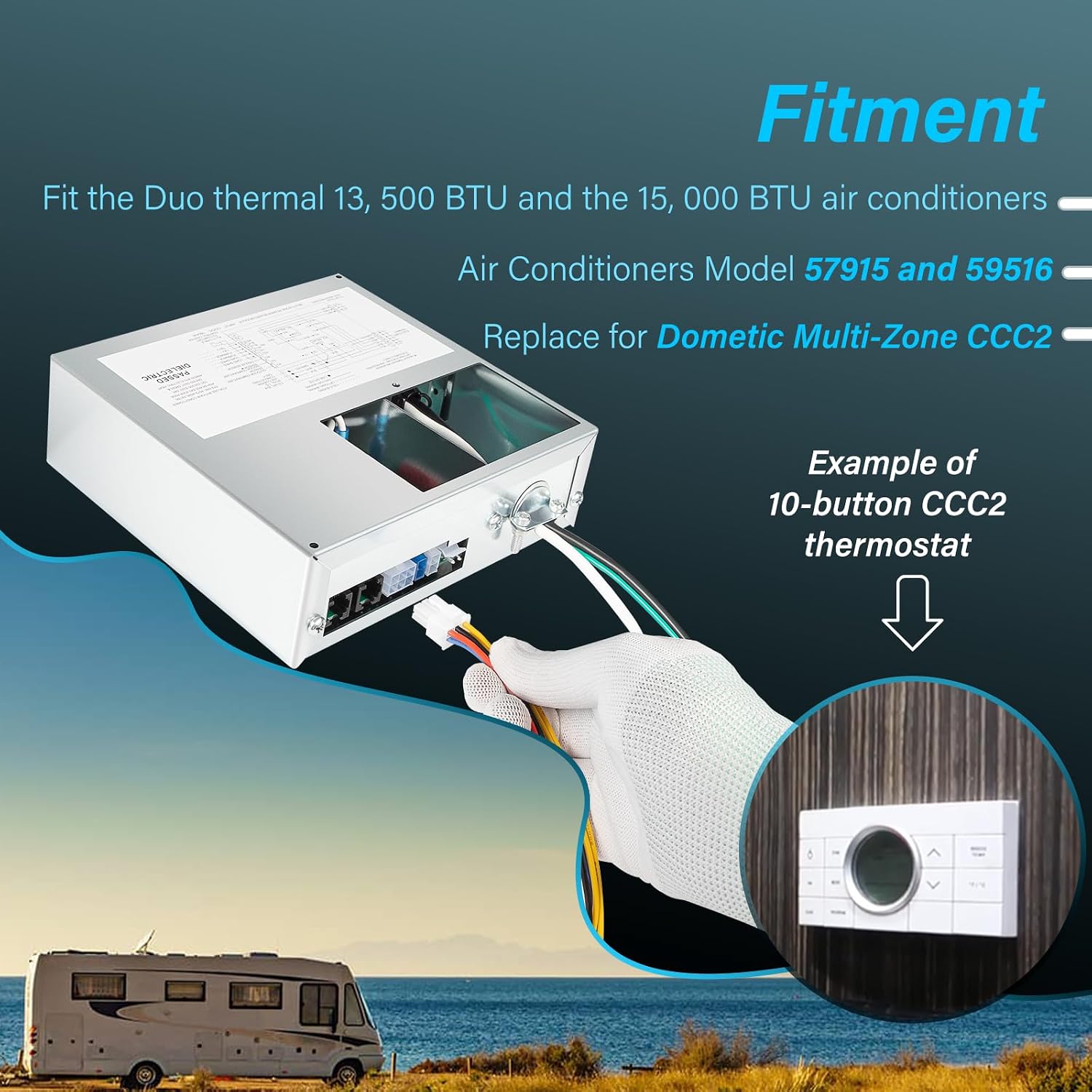 3312020.000 RV Thermostat Control Board Replace for Dometic Multi-Zone CCC2 Model 57915 and 59516 Air Conditioners Fit the Duo Thermal 13, 500 BTU and the 15, 000 BTU air conditioners