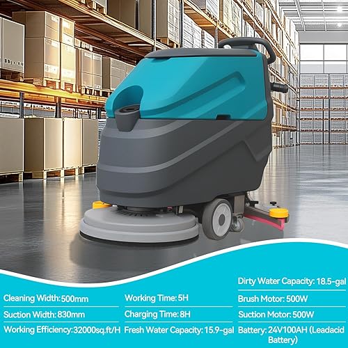 Miniatura 7 de Máquina depuradora de pisos, 22 pulgadas de ancho de limpieza, 31.5 pulgadas de ancho de succión, tanque de aguas residuales de 18.5 galones, tanque