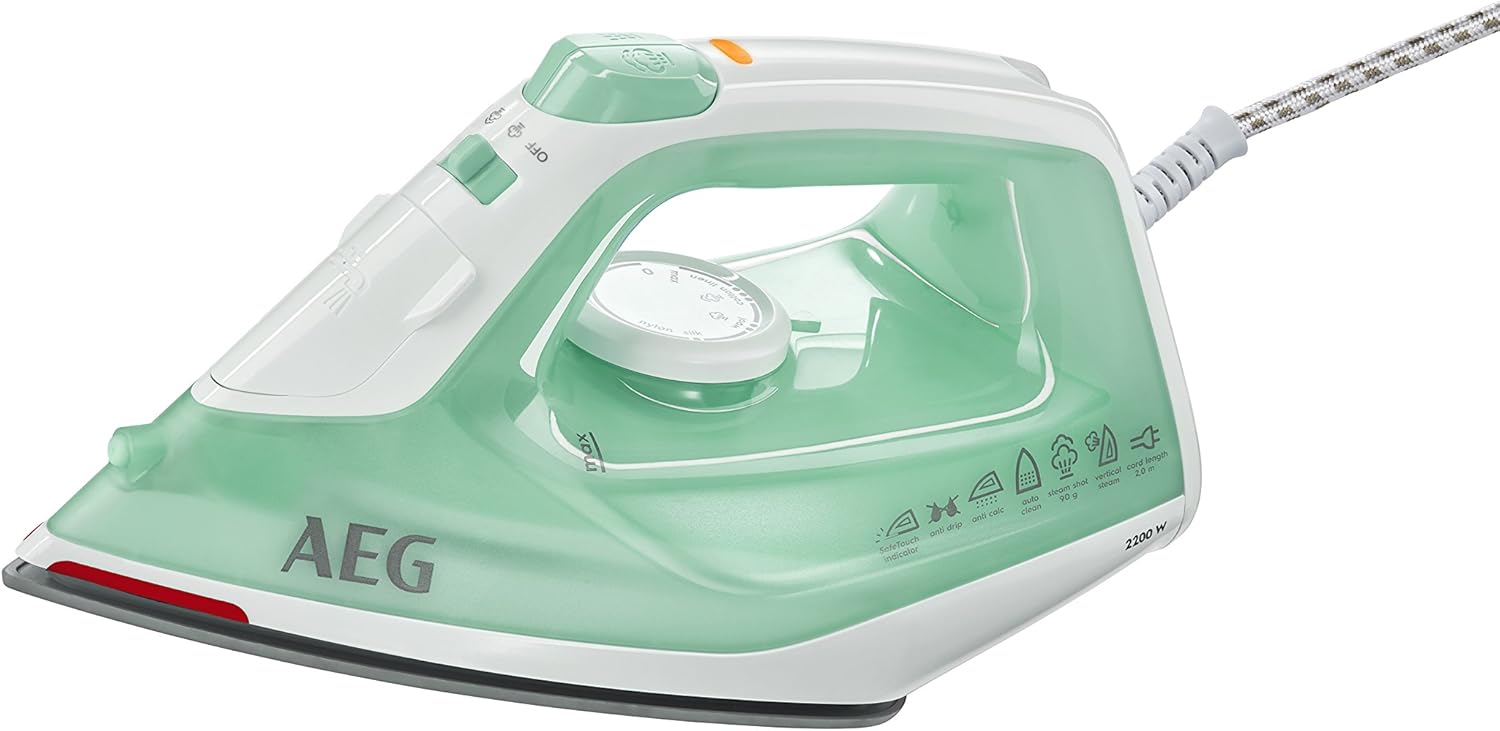 AEG EasyLine DB 1720 Dry & Steam iron Stainless Steel soleplate 2200 W Aqua colour, White
