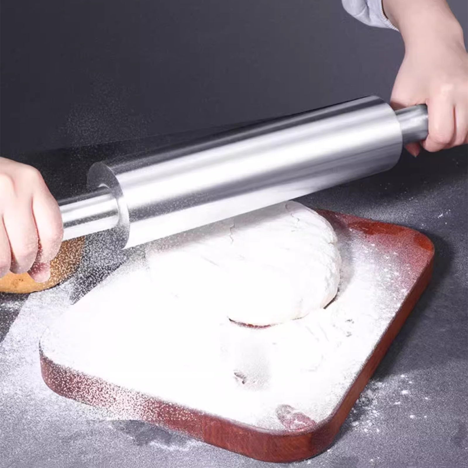 Rodillo de amasar cocina Rodillo De Amasar Pesado Con Asas Rodillo De Amasar De Acero Inoxidable Con Rodamientos De Rotación De 360°, Antiadherente Rodillos De Cocina Para Hornear Fideos Pastelería(To
