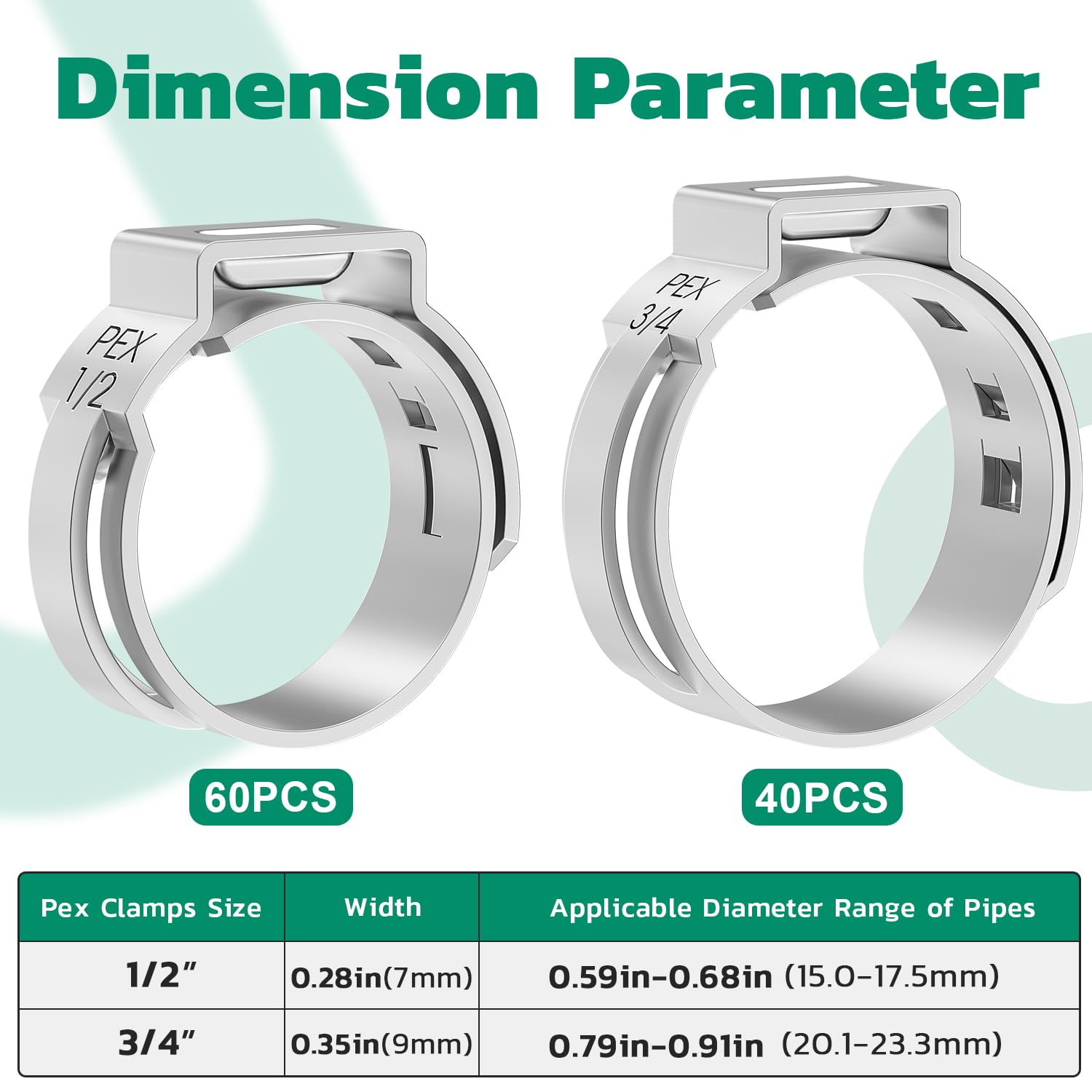 Assortimento 120 Anelli Crimpatura Pex In Acciaio Inox 304: 5 Misure (3/8, 1/2, 5/8, 3/4, 1 Pollice) Per Tubi E Raccordi Idraulici