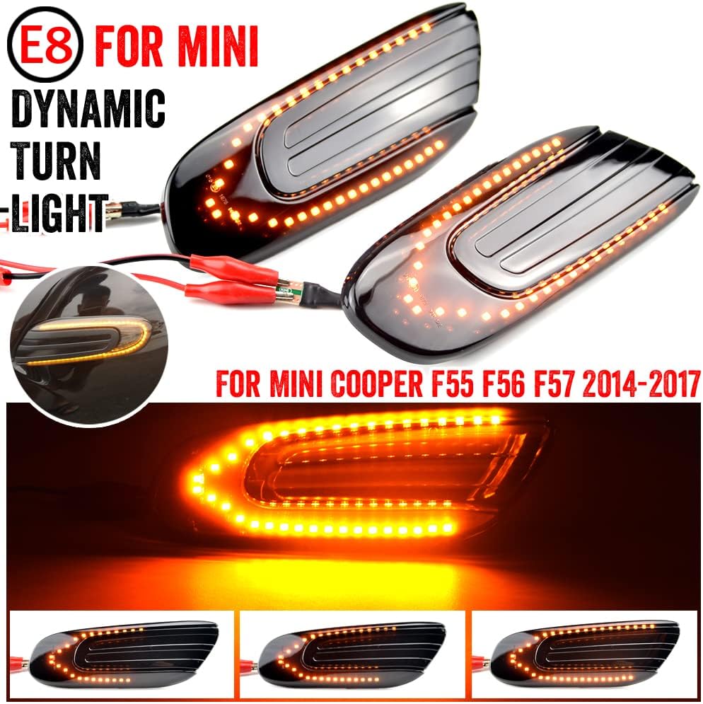 1 pair Front Fender Marker Lights Dynamic Side Marker Turn Light Compatible with MINI Cooper F55, F56, F57 2014, 2015, 2016, 2017