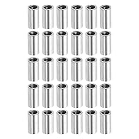 Vista 27 de MECCANIXITY Tuerca de acoplamiento redonda, rosca hembra M4x0.7mm 30mm de rosca, conector de manga redonda para varilla de barra de tubo, tuerca