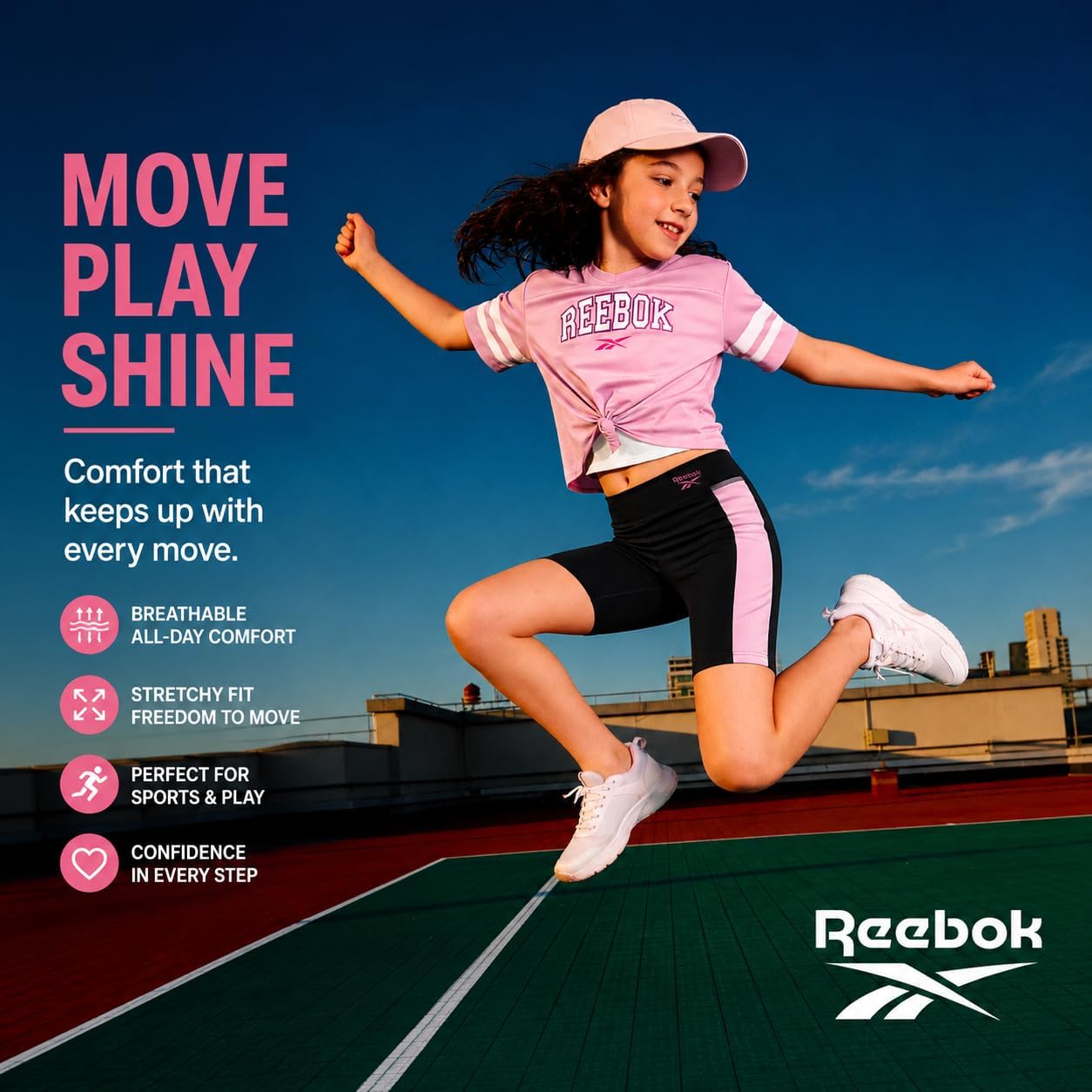 Reebok Girls Short Sets - 3 Piece Athletic Outfit Mesh Short Sleeve Shirt Sleeveless Tank Top Cartwheel Bike Shorts for Girls