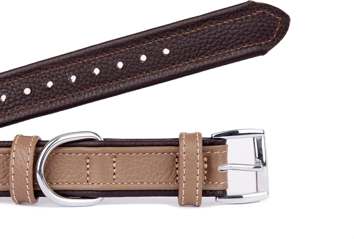 Cowhide Leather Dog Collar with Name Plate | Personalized Dog Collars for Small, Medium and Large Dogs | Engraved Dog Collar | Durable Heavy Duty Dog Collars