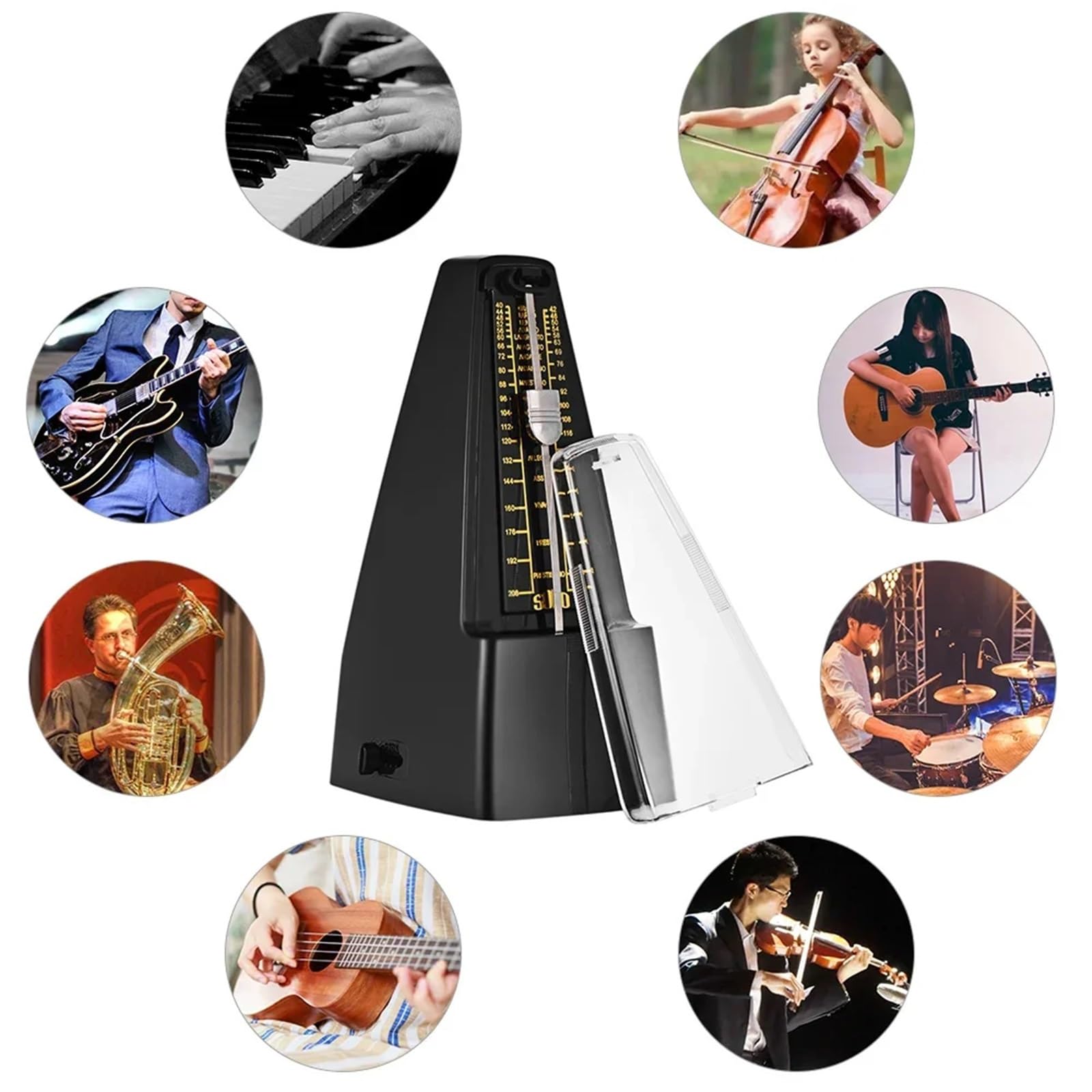 Mechanische Metronome for Klavier, Gitarre, Violine, Bass, Trommel und andere Musikinstrumente, lauter Ton,(Brown)