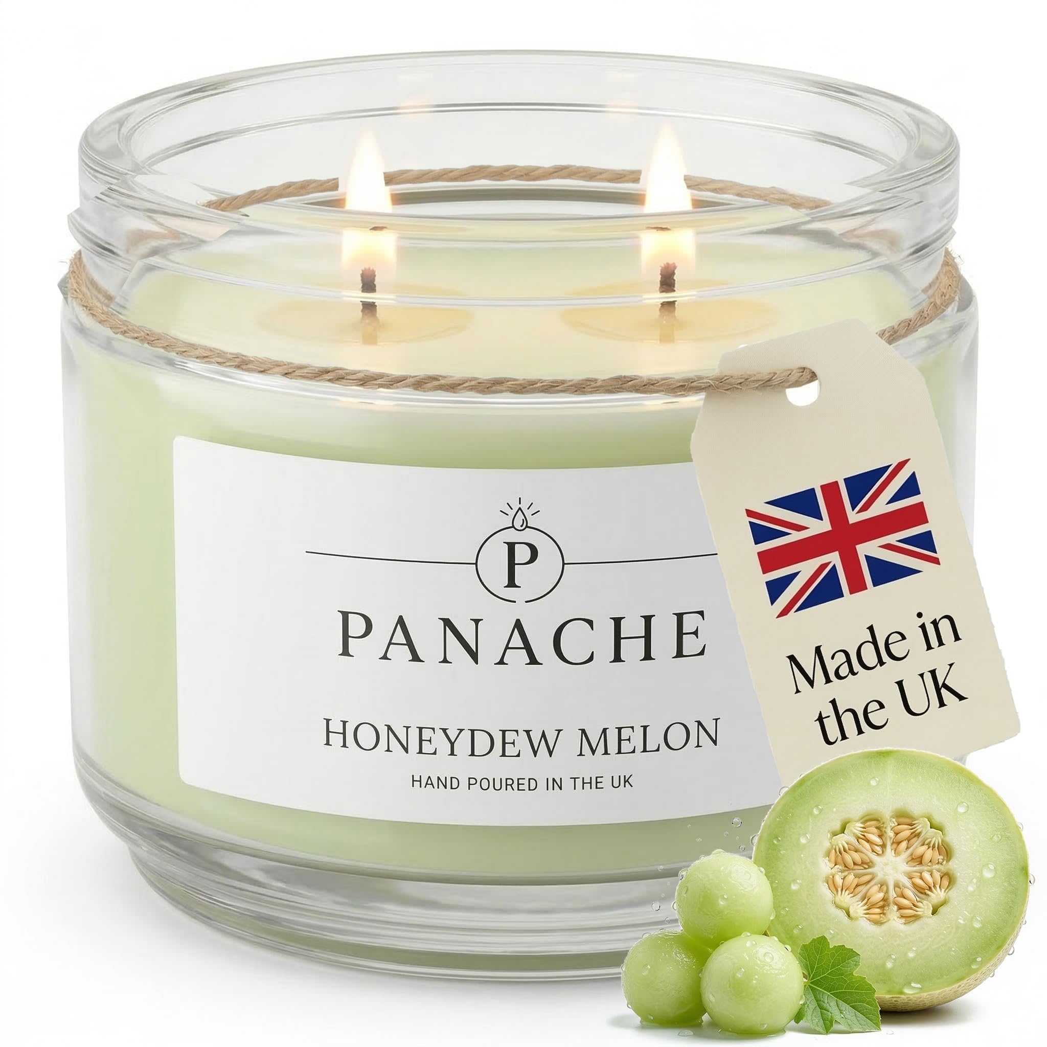 Panache Honeydew Melon Scented CandleDouble WickJuicy Fresh Scent from B&Q
