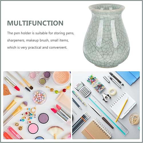 Miniatura 4 de Zerodeko Portalápices de cerámica soporte para flores mini bote de basura de escritorio soporte para brochas de maquillaje organizador de papelería