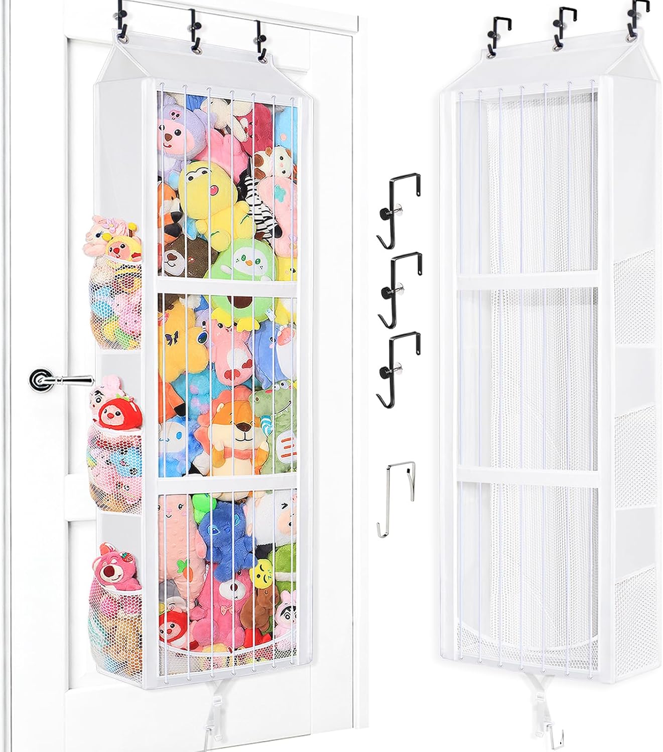 Toread Large Capacity Over the Door Stuffed Animal Storage – Patent Elastic Rope Design Easy Store Plush Toy Stuff Animal Organizer Suitable for Kids Room Toy Holder Bedroom Hanging Stuffie Storage