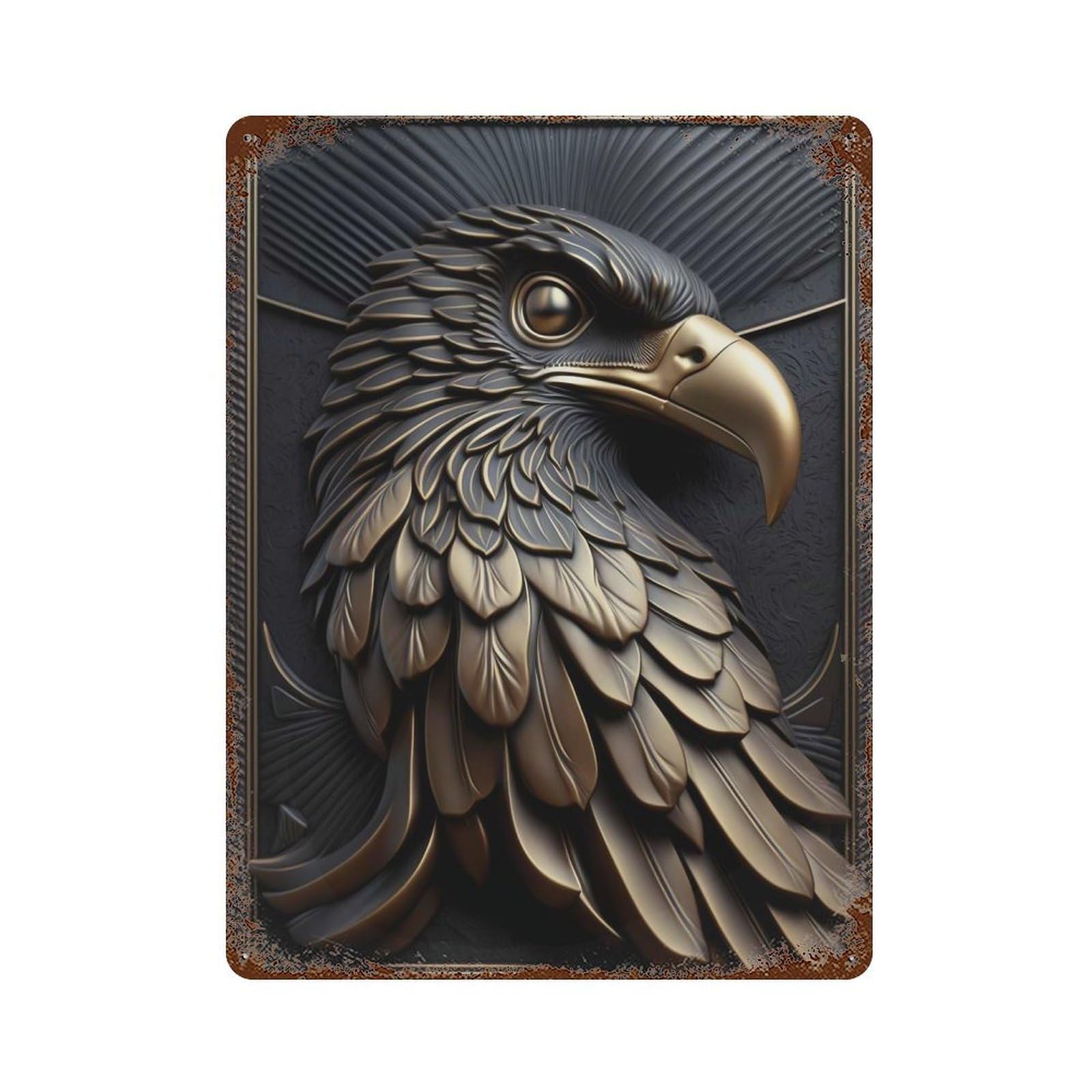 Eagle Gold Decor Decorative Tin Sign 15.7"x11.8", Farmhouse Wall Decor for Garage, Bar And Workshop Decor