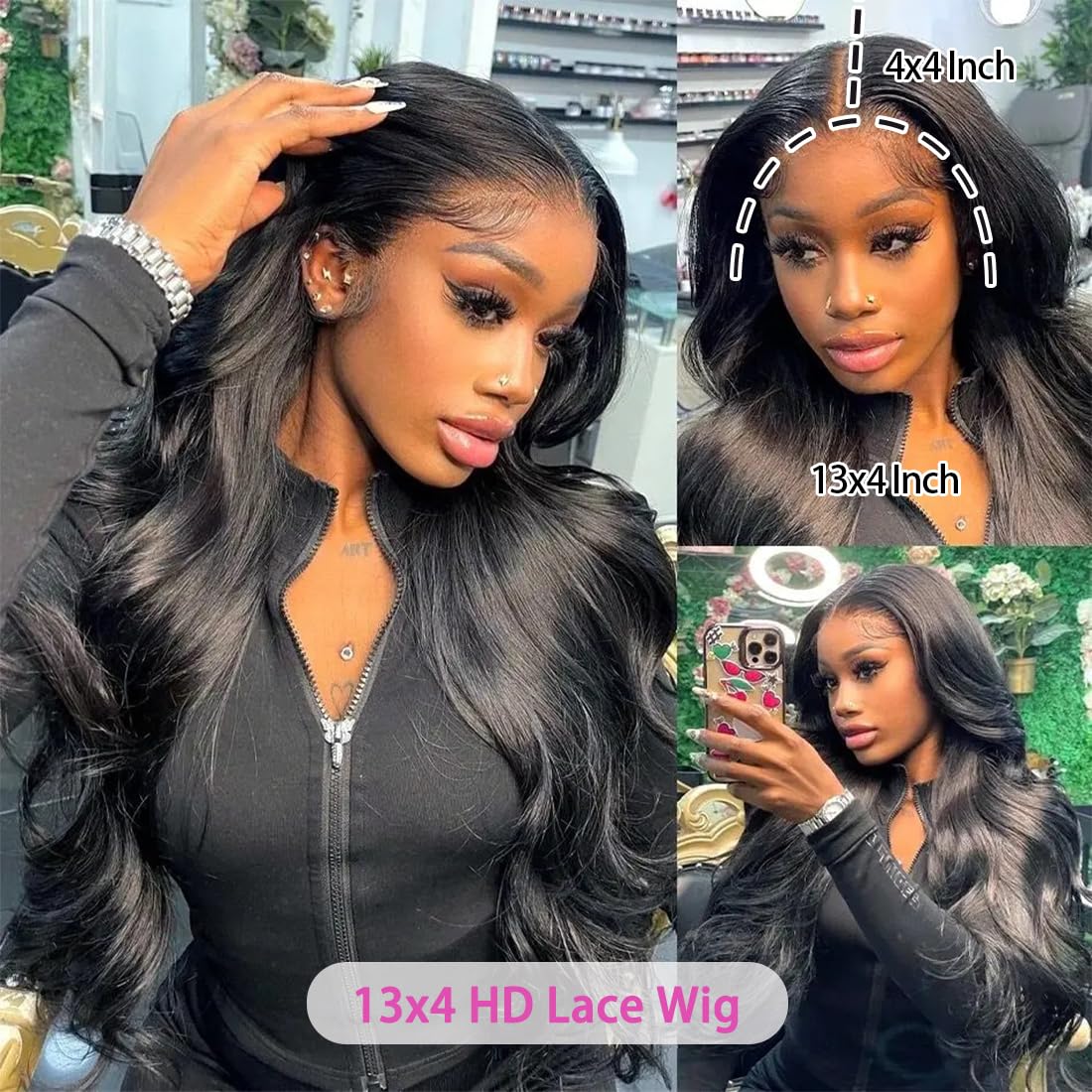 Amazon.com : Kkioor Body Wave Lace Front Wigs Human Hair Pre  display picture 2
