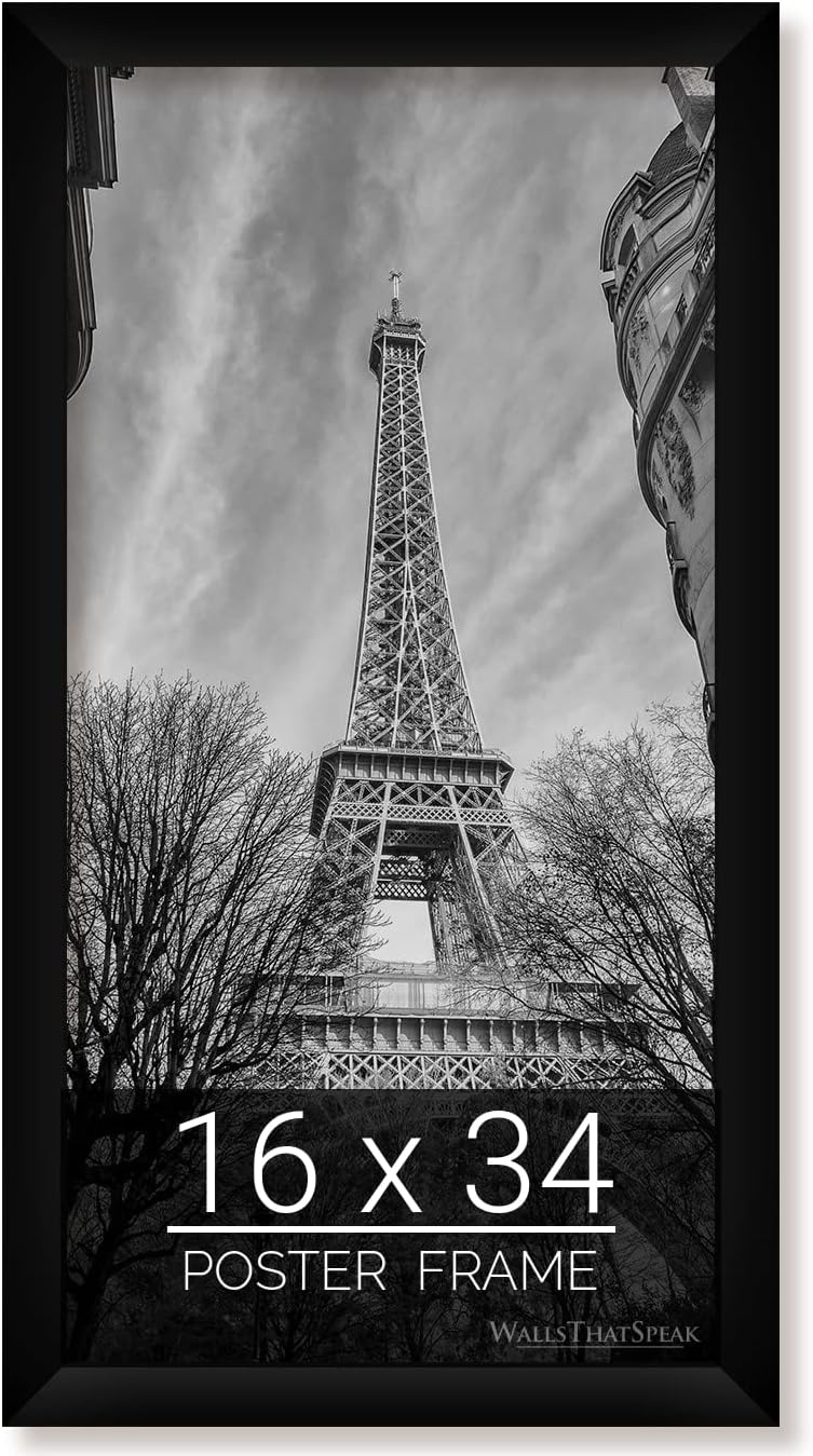 wallsthatspeak 16x34 Black Picture Frame for Puzzles Posters Photos or Artwork