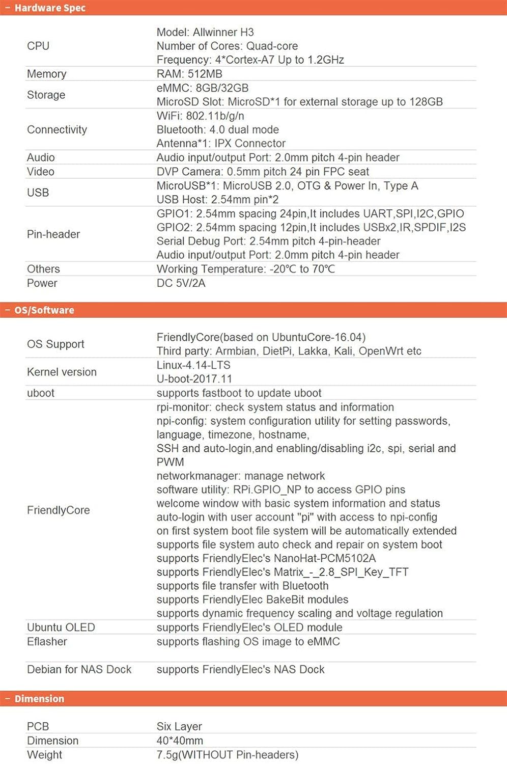 NanoPi NEO Air Open Source Allwinner H3 Single Board Computer Onboard Quad-core Cortex-A7 1.2GHz CPU 512MB DDR3 RAM 8GB eMMC Compatible with 24pin Raspberry Pi GPIO Support FriendlyWrt Armbian