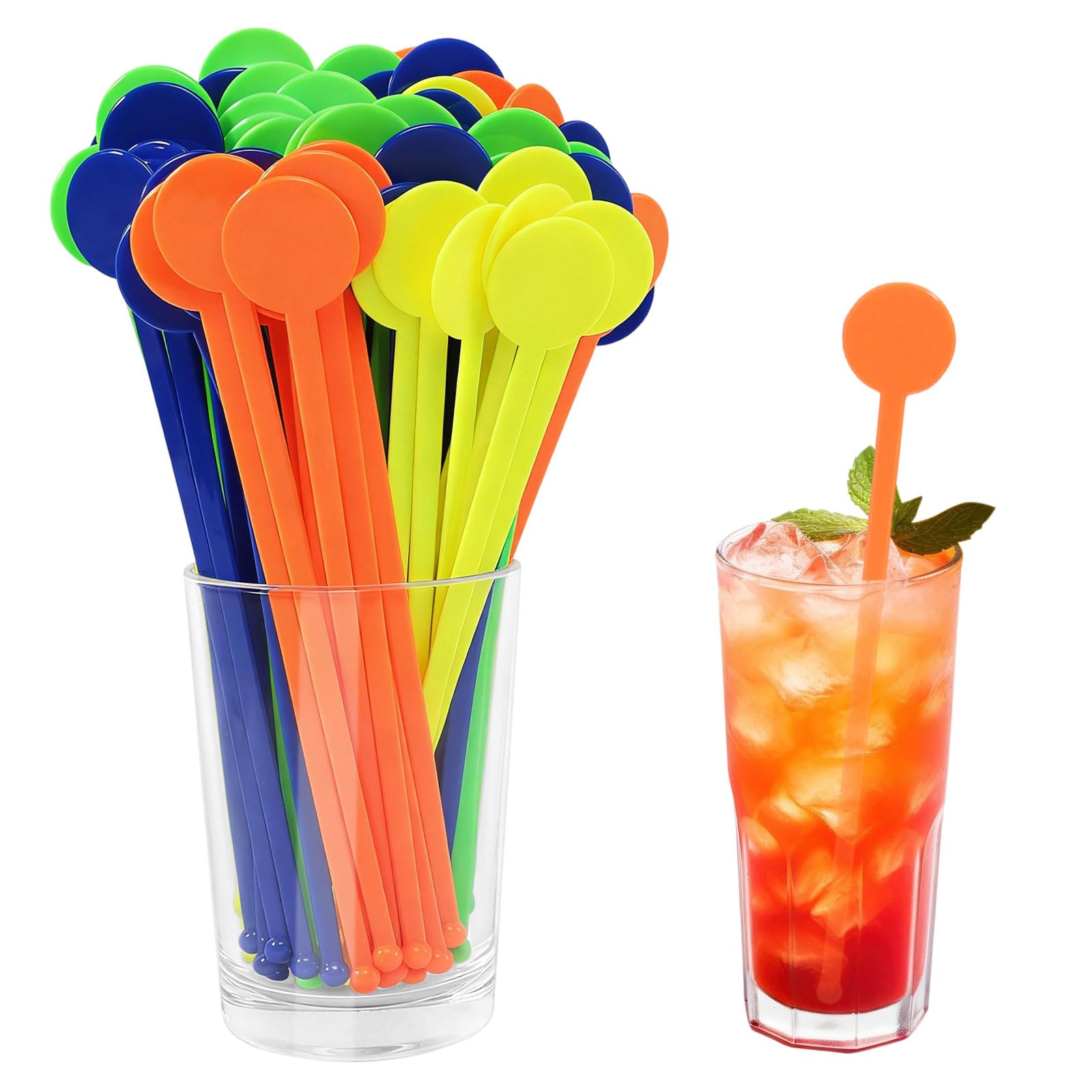 160 Pcs Reusable Cocktail Stirrers Plastic Cocktail Disc Stirrers Whiskey Stirrer Stirring Sticks Cocktails Swizzle Sticks for Juice Coffee Beverage Tea