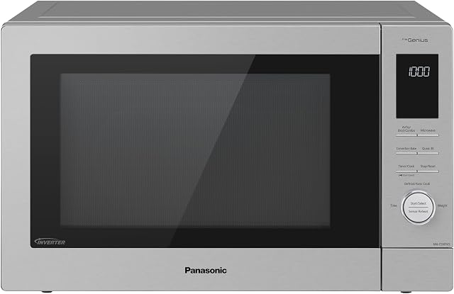 Four combiné Panasonic NNCD87KSC 4-en-1 avec air fry, convection, 1,2 pi³, micro-ondes et grill, 20 menus de cuisson automatiques, verrouillage pour enfants, Acier inoxydable