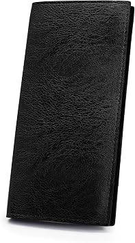 Long Wallet for Men, Bifold Wallets with 4 Cash Slots, 7 Card Slots, and 1 ID Card Window, Retro Ultra-Thin Credit Card Wallet for Suits and Daily Use Black