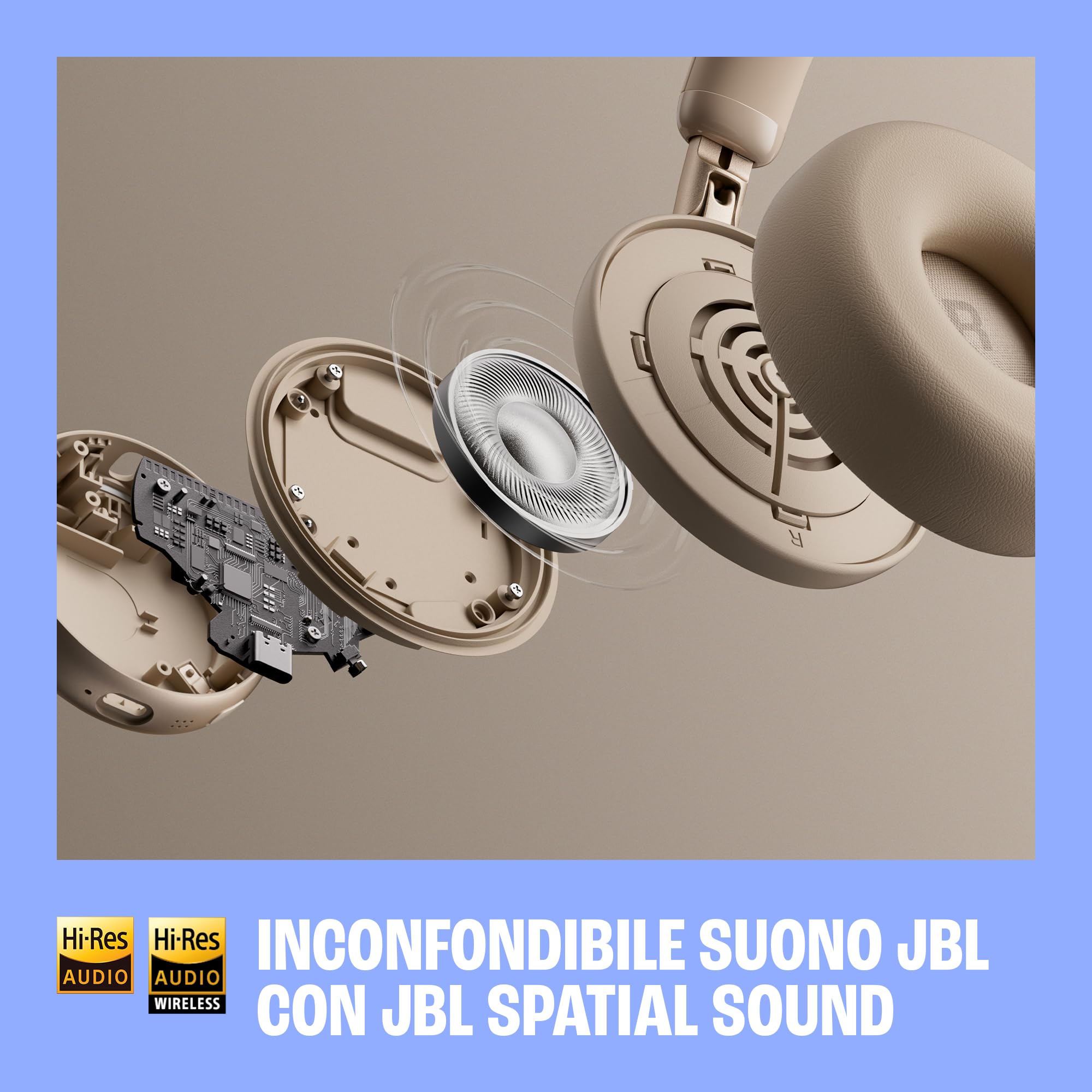 Cuffie On-Ear Bluetooth JBL Live 680NC con Cancellazione Adattiva del Rumore, Nero