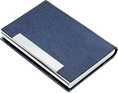 VOGARD Business Card Holder, Business Card Case Professional PU Leather & Stainless Steel Multi Card