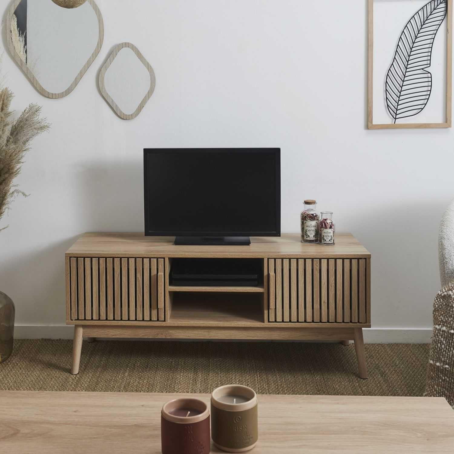 HOME DECO FACTORY, HD0088, TV bassa, modello Klaus, collezione Natural Crush, mobili contemporanei, mobili, TV, 117 x 48 x 40 cm, Marrone