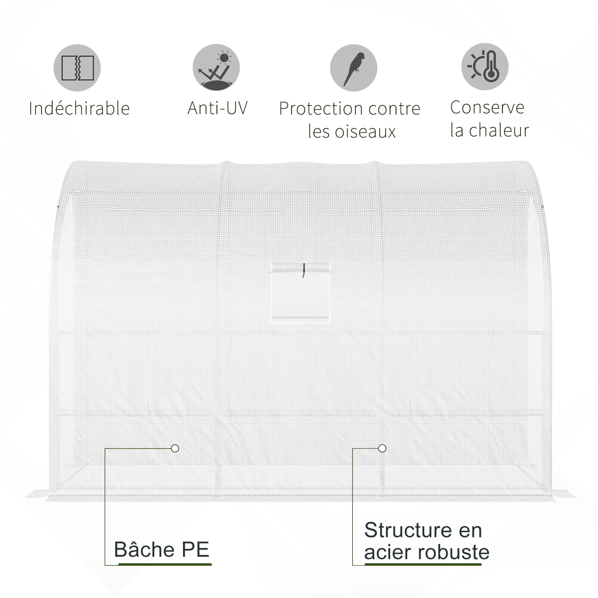 Outsunny Serre de Jardin Adossée Serre de Balcon 300x150x213cm Blanc