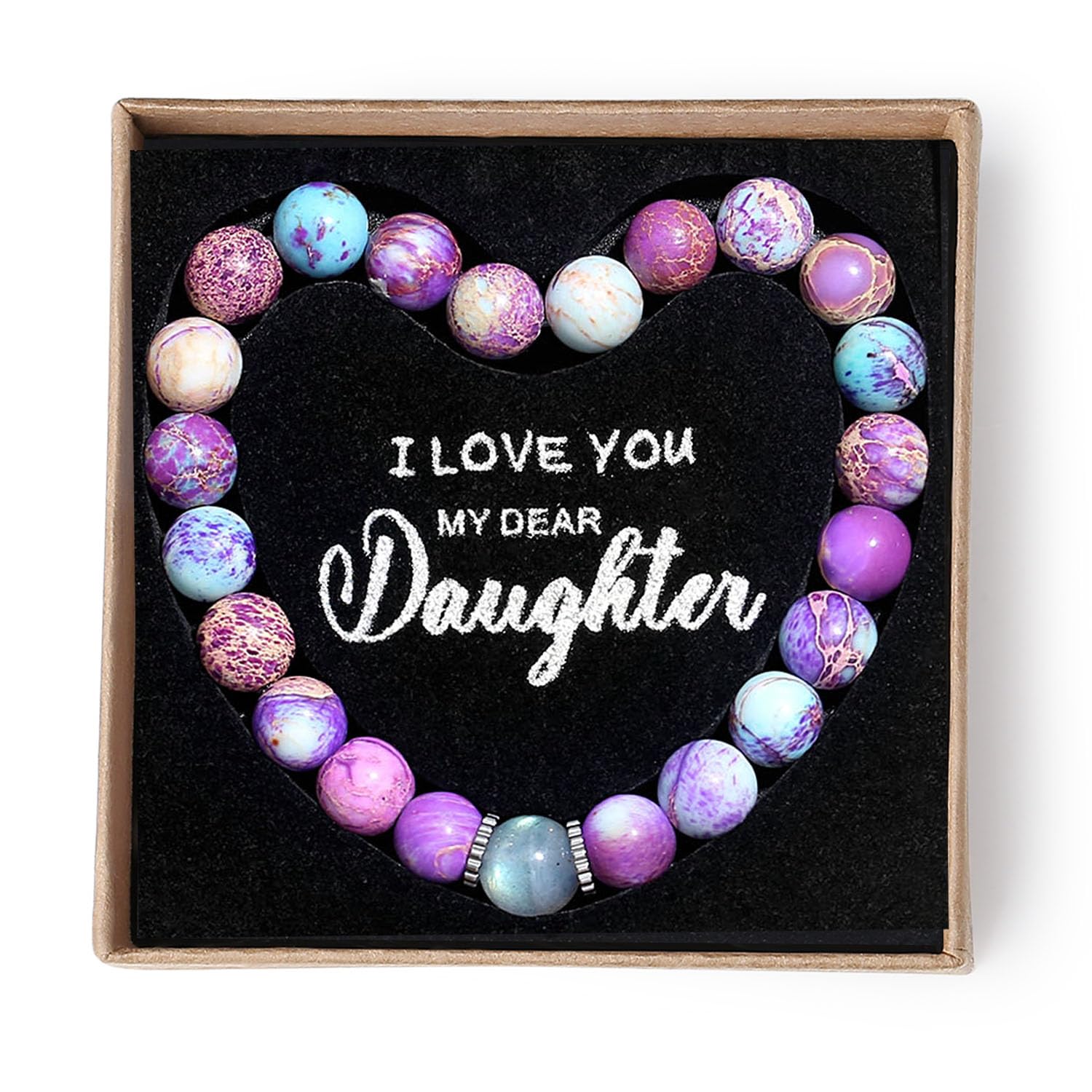 Daughter Birthday Gifts Cards Teen Girl Gifts Trendy Stuff Teenage Bracelets 13 Year Old Ideas Confirmation Gifts for Girls Christmas Stocking Stuffers Valentines Easter (Imperial Jasper-5.9 inch) Thumbnail