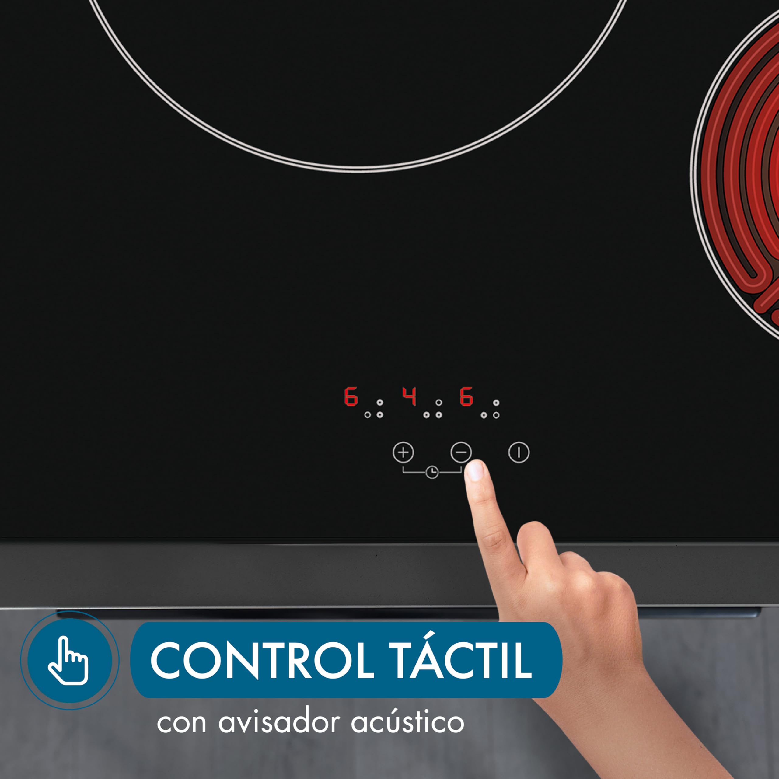 Placa Vitrocerámica Apelson AVT 3600 60cm 3 Zonas Touch Control 9 Niveles de Potencia