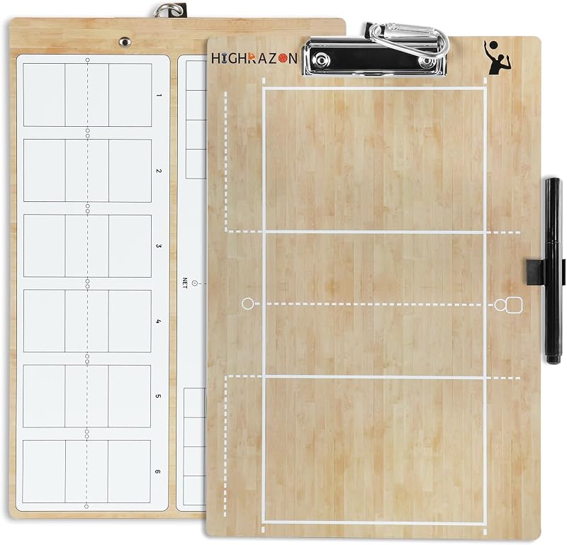Volleyball Coaches Clipboard, Double-Sided Dry Erase Coach Clipboard, Burlywood Volleyball Whiteboard for Coaches, Lineup White Board with Marker for Coaches Gift