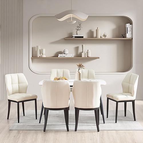 Miniatura 31 de Bekrvio Sillas de Comedor - Juego de 6 sillas de comedor modernas de mediados de siglo, sillas de comedor tapizadas sin brazos, sillas de comedor de