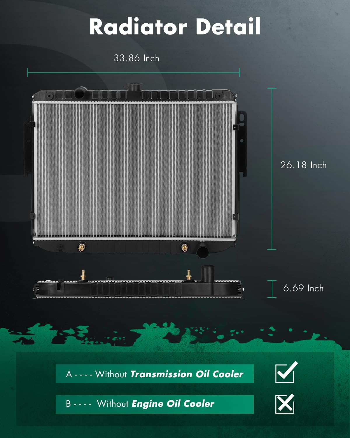 SCITOO Engine Cooling Radiator Assembly Compatible with Dodge for Ram 1500 2500 3500 Van 1999-2003, B150 B250 B350 1994, B1500 B2500 B3500 1995-1998 Replaces# 1707
