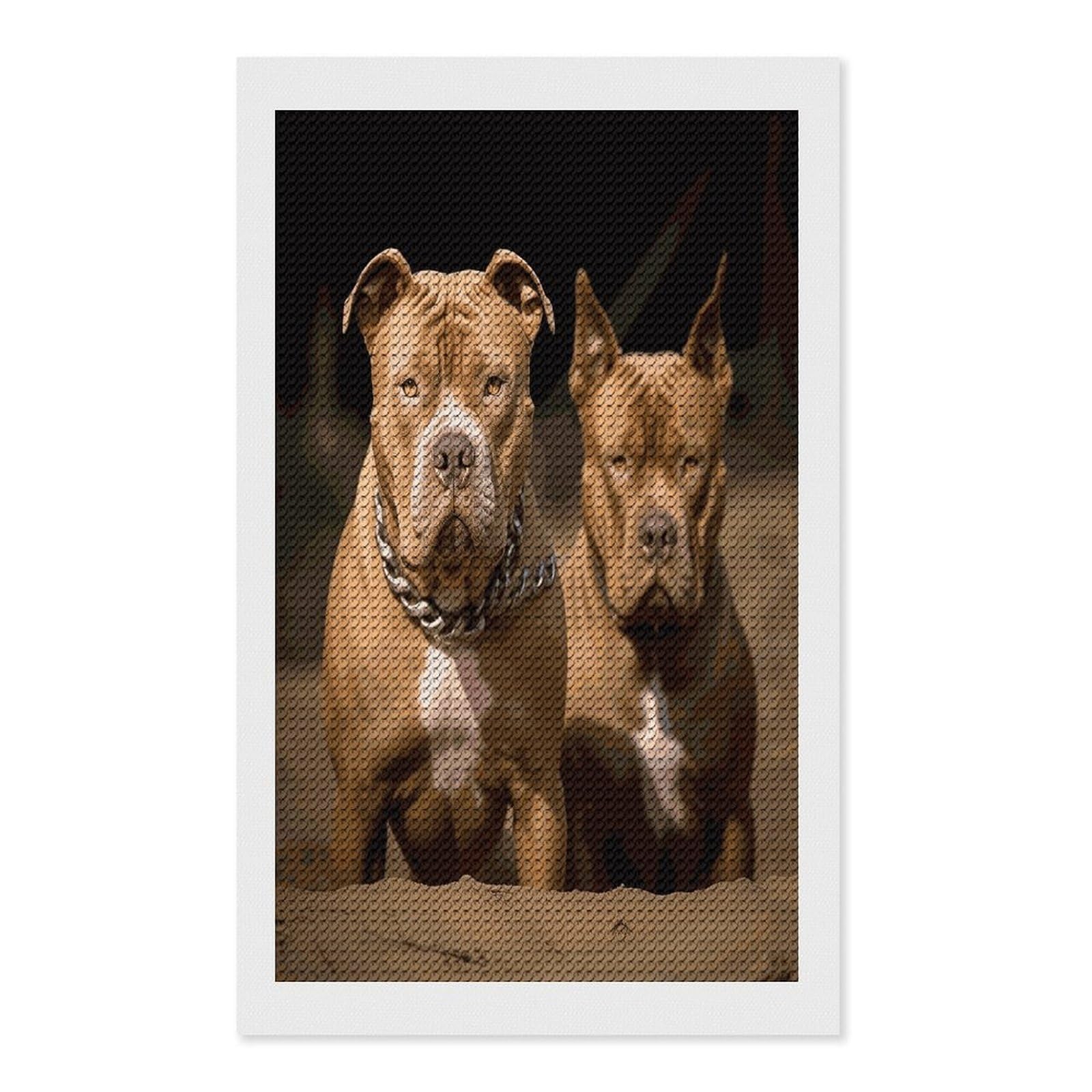 FekiLoot Pitbull Dogs Diamond Painting Kits for Beginners DIY Diamond Art Kits for Adults Full Drill Round Diamond Dot Gem Art Painting Fun DIY Crafts for Home Kitchen Wall Decor Gift 12"x20"