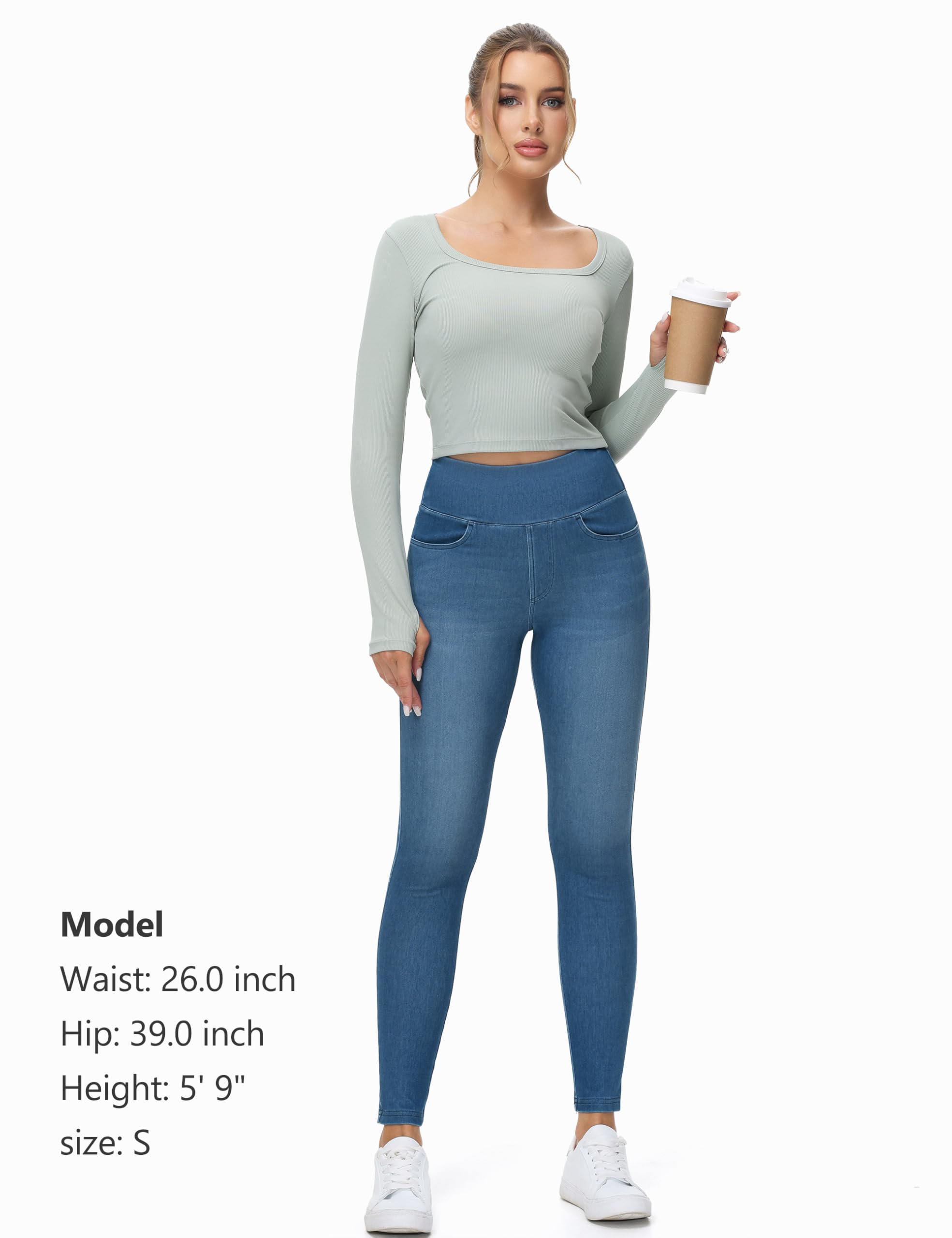 THE GYM PEOPLE Jeggings taille haute pour femme - Extensible - Contrôle du ventre - Legging skinny avec poches