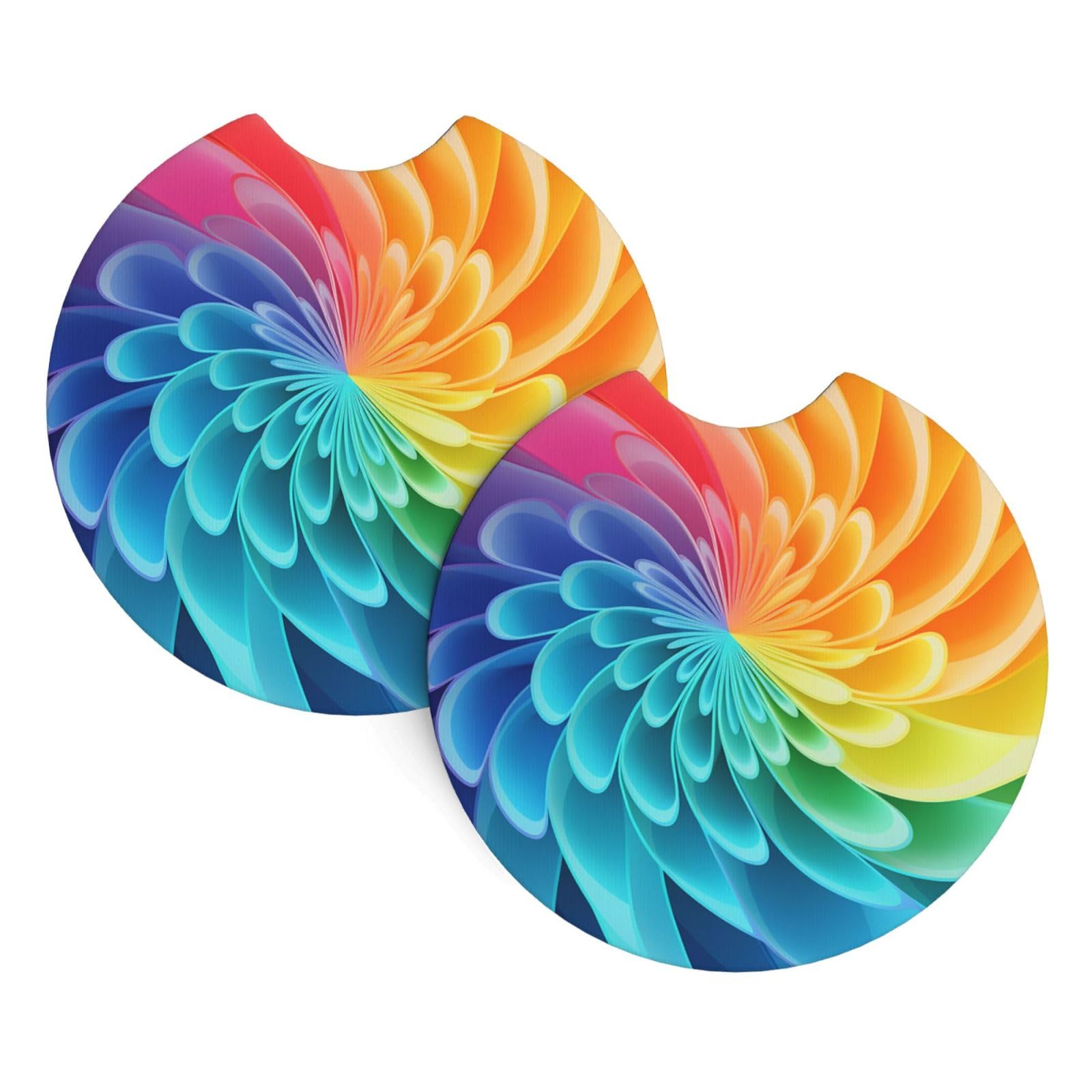 2PCS Car Coaster for Cup Holders Universal Auto Cup Mat Rainbow Dynamic Cup Coaster Pad 2.7" Waterproof Neoprene Non-Slip Cup Holder Coasters Car Interior Accessories for Women Men