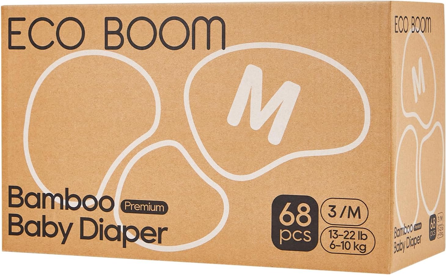 Diapers, Viscose from Bamboo Diapers, Natural Soft Disposable Nappies for Infant, Size 3 Suitable for 13 to 22lb (Medium - 68 Count)