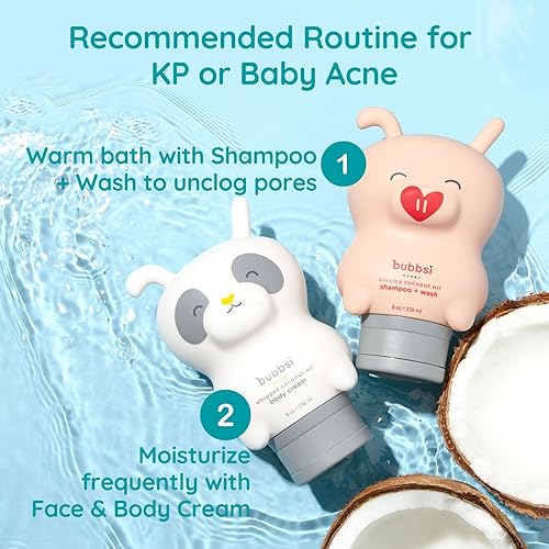 Miniatura 2 de Bubbsi Baby Acne & KP Duo  Jabón para bebés y loción para bebés de aceite de coco orgánico  Aroma natural ligero  No irrita los ojos  Aceite de coco