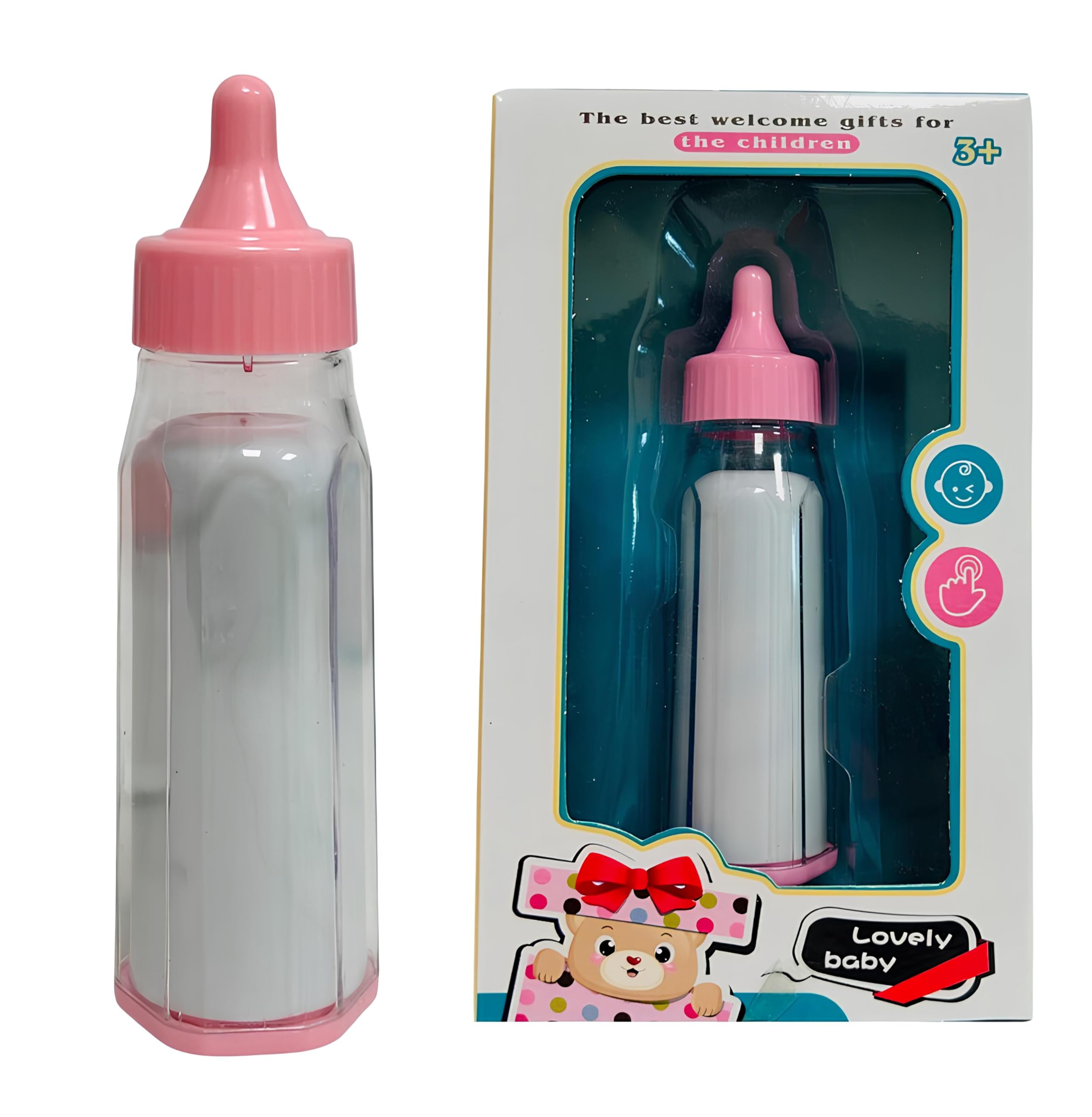 Biberon per Bambole Biberon Giocattolo Set Biberon e Ciuccio Rosa Accessori per Bambole Mamme per Bambini Biberone Giocattolo con Latte Bottiglie Poppatoio Tettarella Bambolotti in Scatola Regalo (a)