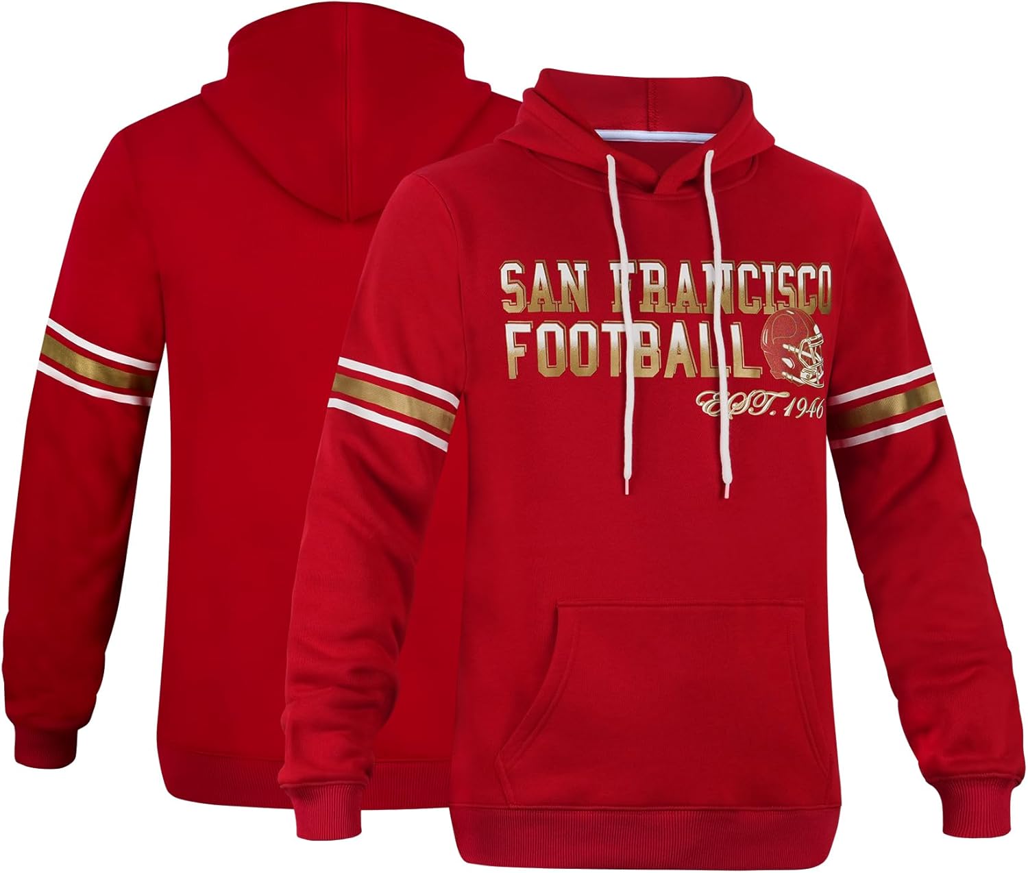 Mens City Football Athletic Fleece Hoodies Pullover Stripes Sweatshirts - Image 3