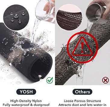 YOSH Cable Tidy Management Sleeve Prevents Cat Dog Chewing, Large Capacity with Easy to Use Zippers, 2m Wire Sleeve Under Desk Organizer for PC/TV Power Cord USB Cable Home Office -50cm 4pcs Black