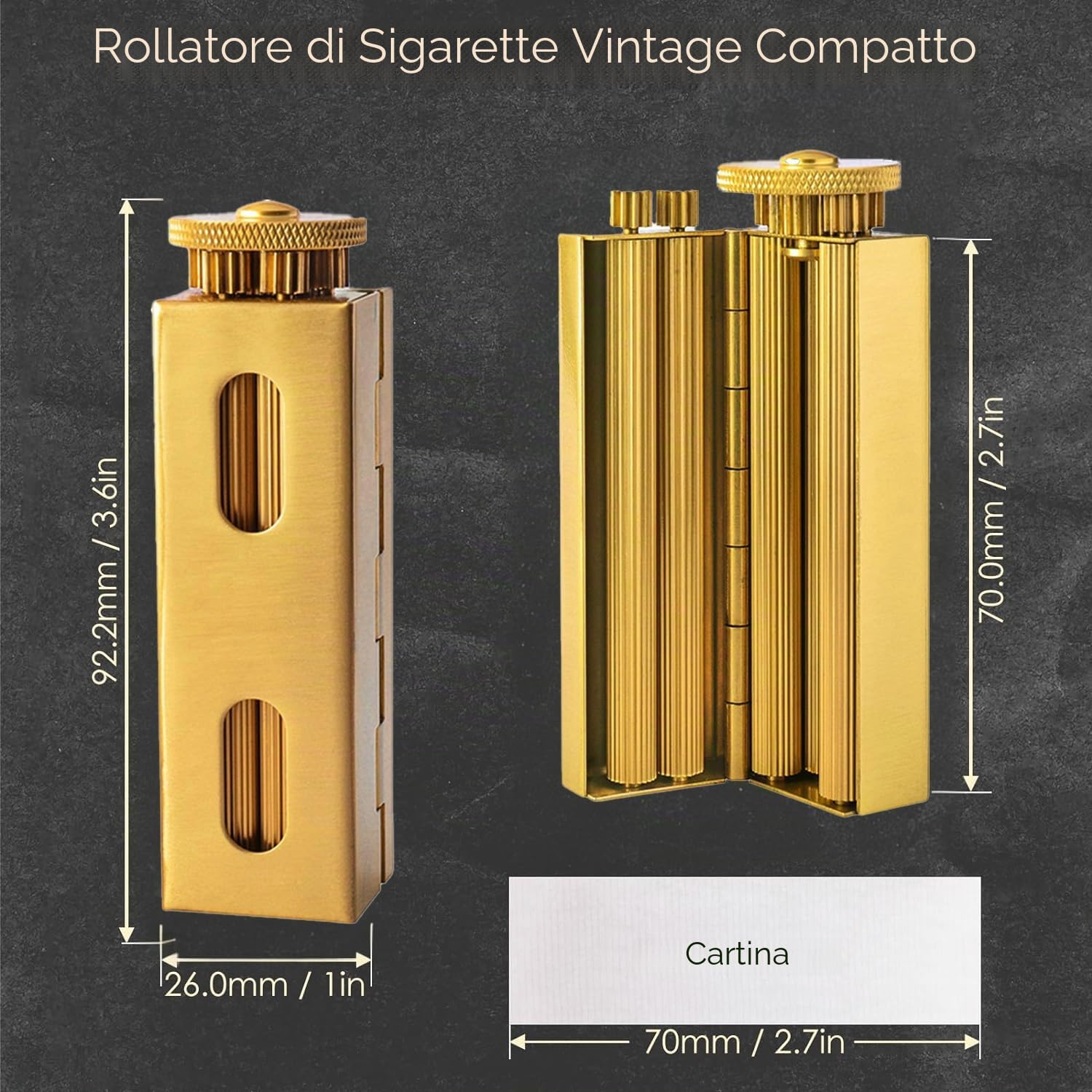 Rullo d'ottone della Sigaretta ZA Wheel Joint Roller, Macchina di laminazione della Sigaretta di Rame Puro Fatta a Mano Supporta la Carta della Sigaretta di 70mm,Square,ZA