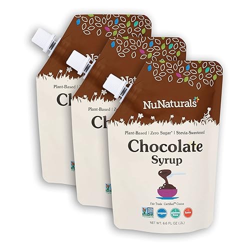 NuNaturals Jarabe de chocolate edulcorante natural a base de plantas sin azúcar paquete de 3 66 onzas