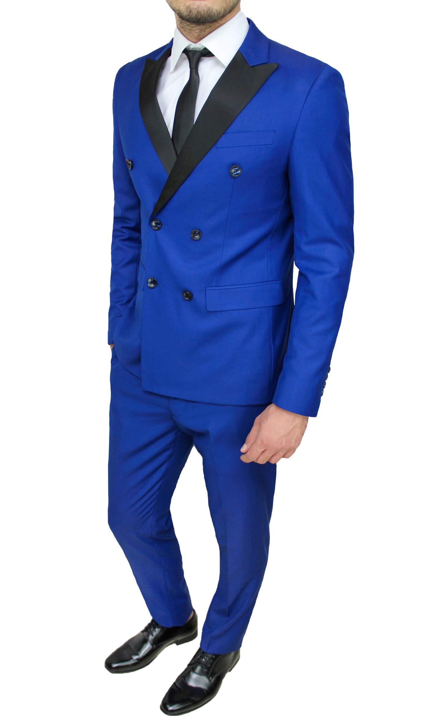 Abito Completo Uomo Blu Doppiopetto Sartoriale Elegante Cerimonia
