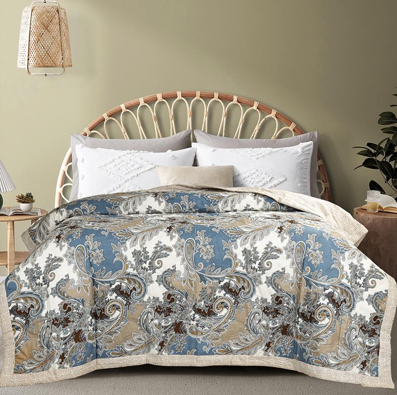 Image of BSB HOME 2nd Gen 120 GSM Microfiber Reversible AC Comforter /Blanket for Winter /Quilt /Duvets for Double Bed (230 X 220 cm, Teal Blue White)