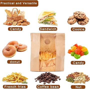 35 Packs Paper Bread Bags for Homemade Bread, Sourdough Bread Bag Homemade Bread Storage Bags with Clear Window, 13.7x8.2x3.5 inch Sourdough Bags