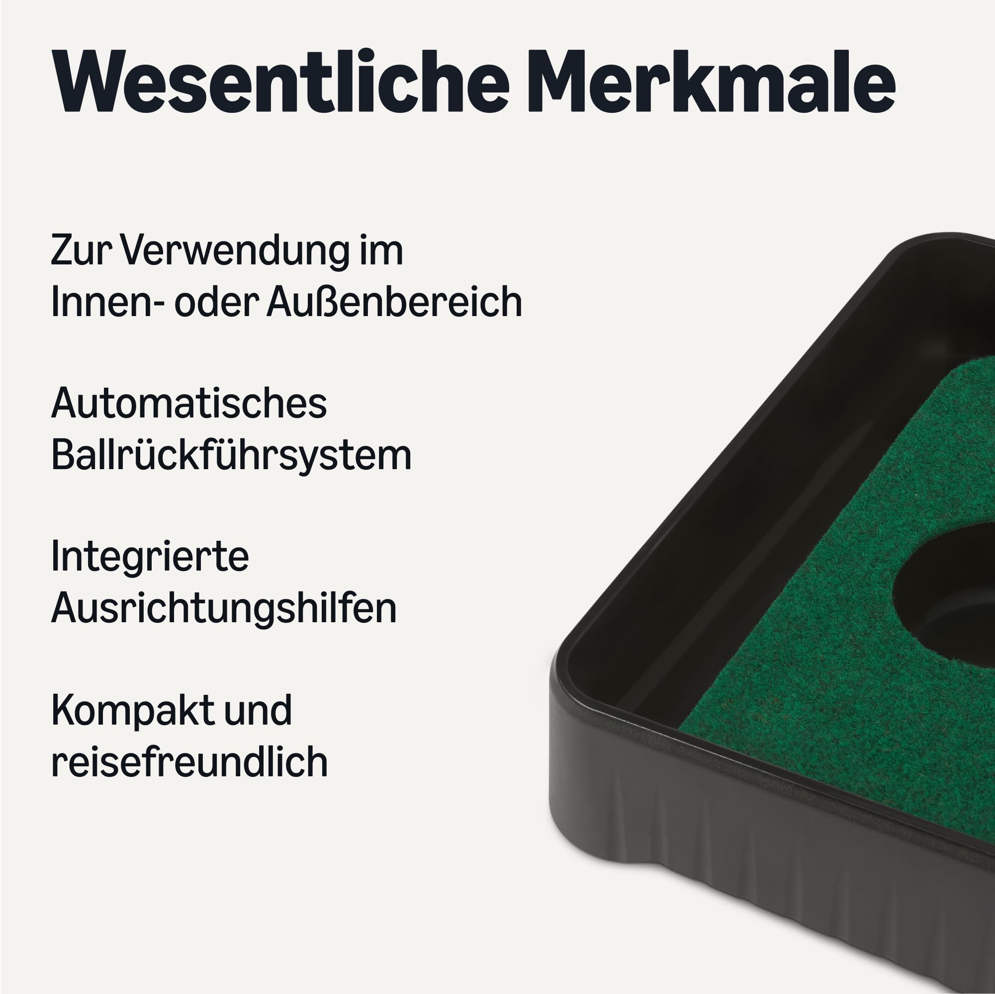Amazon Basics Puttingmatte mit automatischer Ballrückführung – Golf-Trainingsmatte mit Ausrichtungshilfen, Übungsgrün für drinnen und draußen, 277cm x 36,5cm, Grün