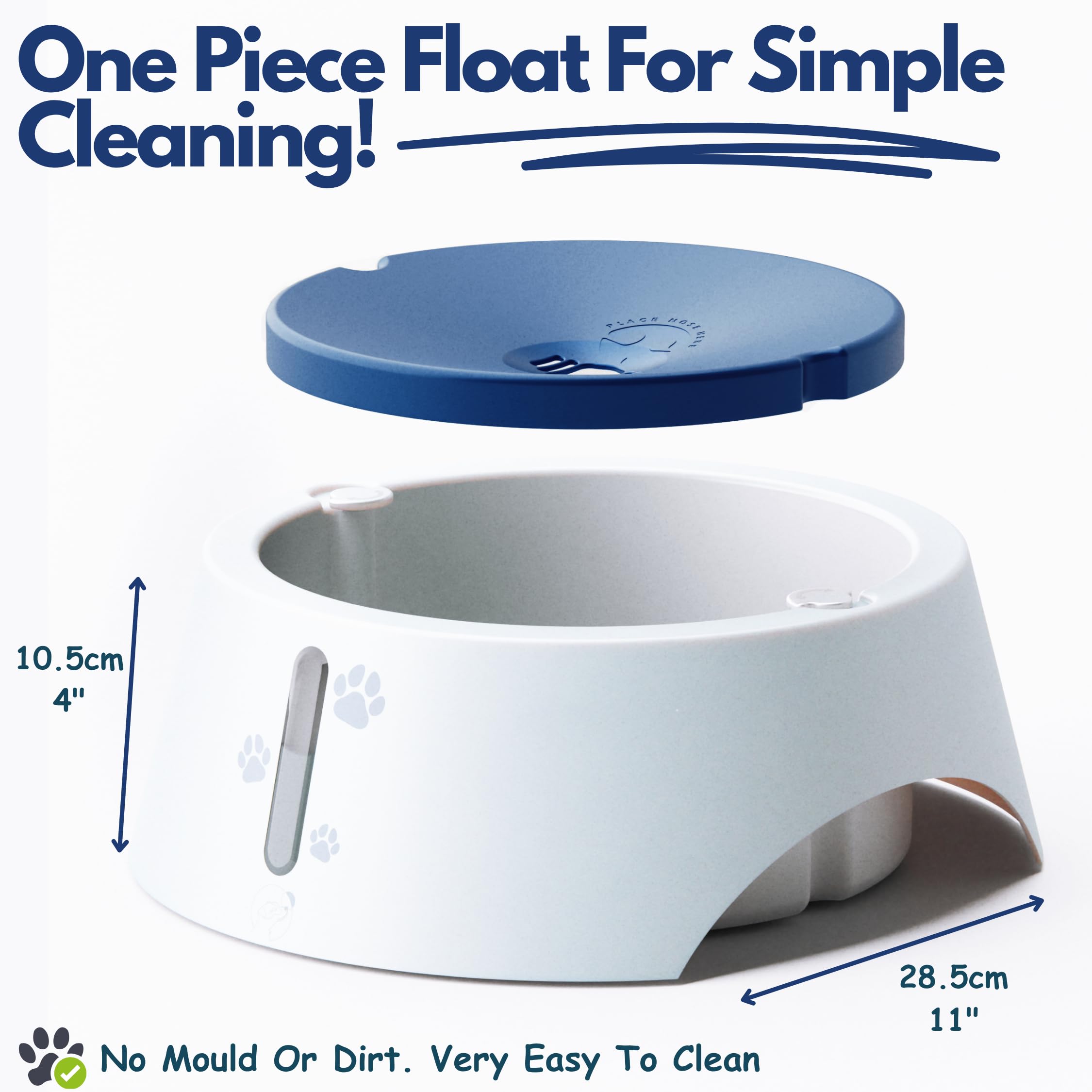 BARKING& MAD Gamelle d'eau anti-déversement pour chien de 2,1 L – Distributeur d'eau à alimentation lente anti-éclaboussures, bols blancs antidérapants et anti-basculement pour grands chiens avec de