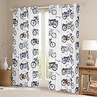 Vista 30 de Erosebridal Cortinas opacas de moda de los años 90, 30 % a 50 % para dormitorio, cortina de ventana con cinta de radio retro, tratamientos de Negro