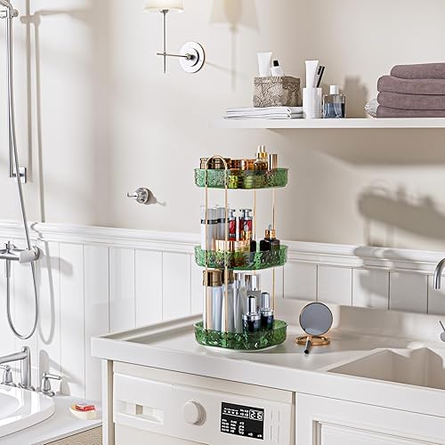 Miniatura 9 de ZHIAI Organizador de maquillaje giratorio de 360, estante giratorio de maquillaje para baño, gran capacidad, almacenamiento de cosméticos, estante