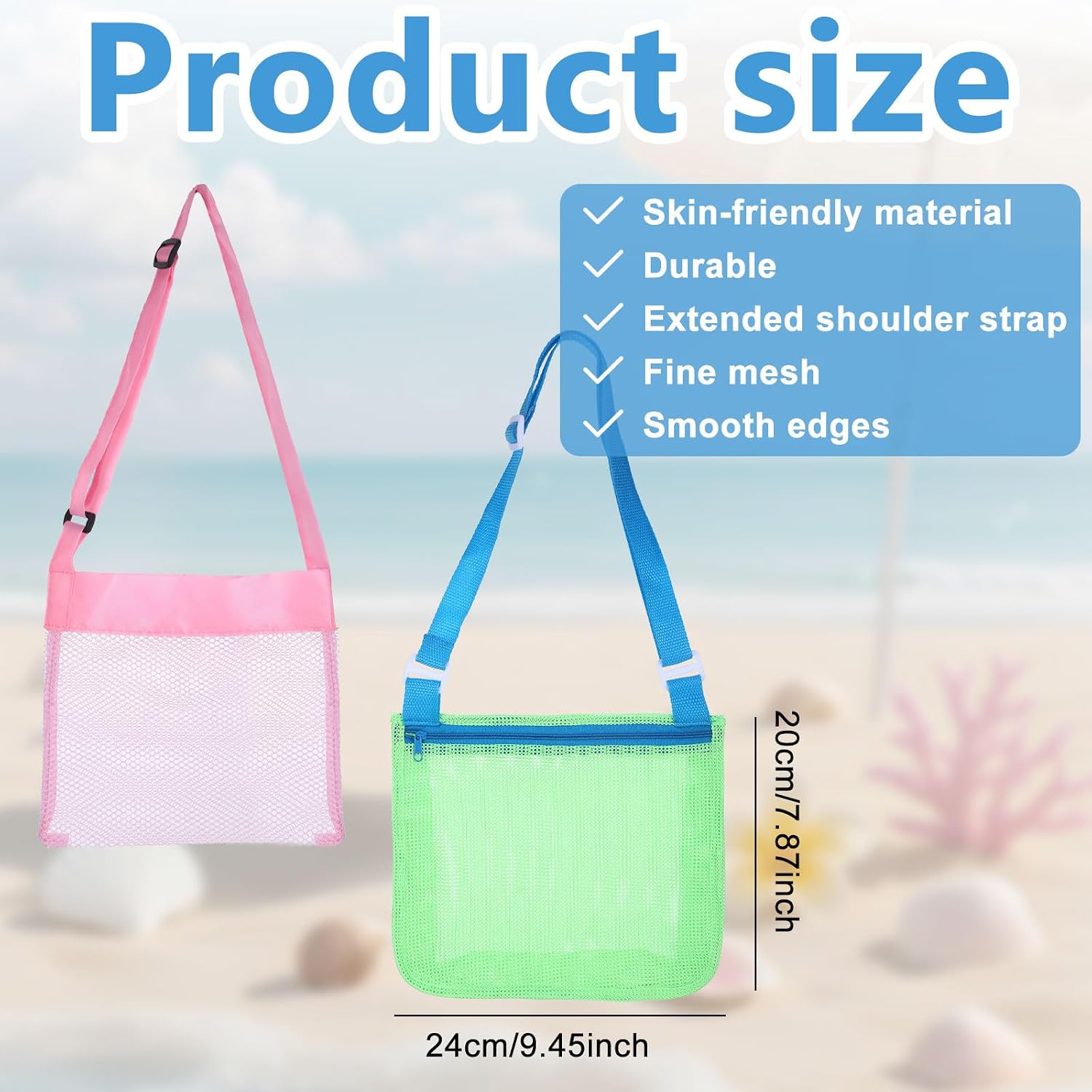 2 Pcs Retractable Fossil Sifter With Pink and Green Bags for Beach Picking | Detachable Long Handle Metal Mesh Head Easy to Store Shell Catcher