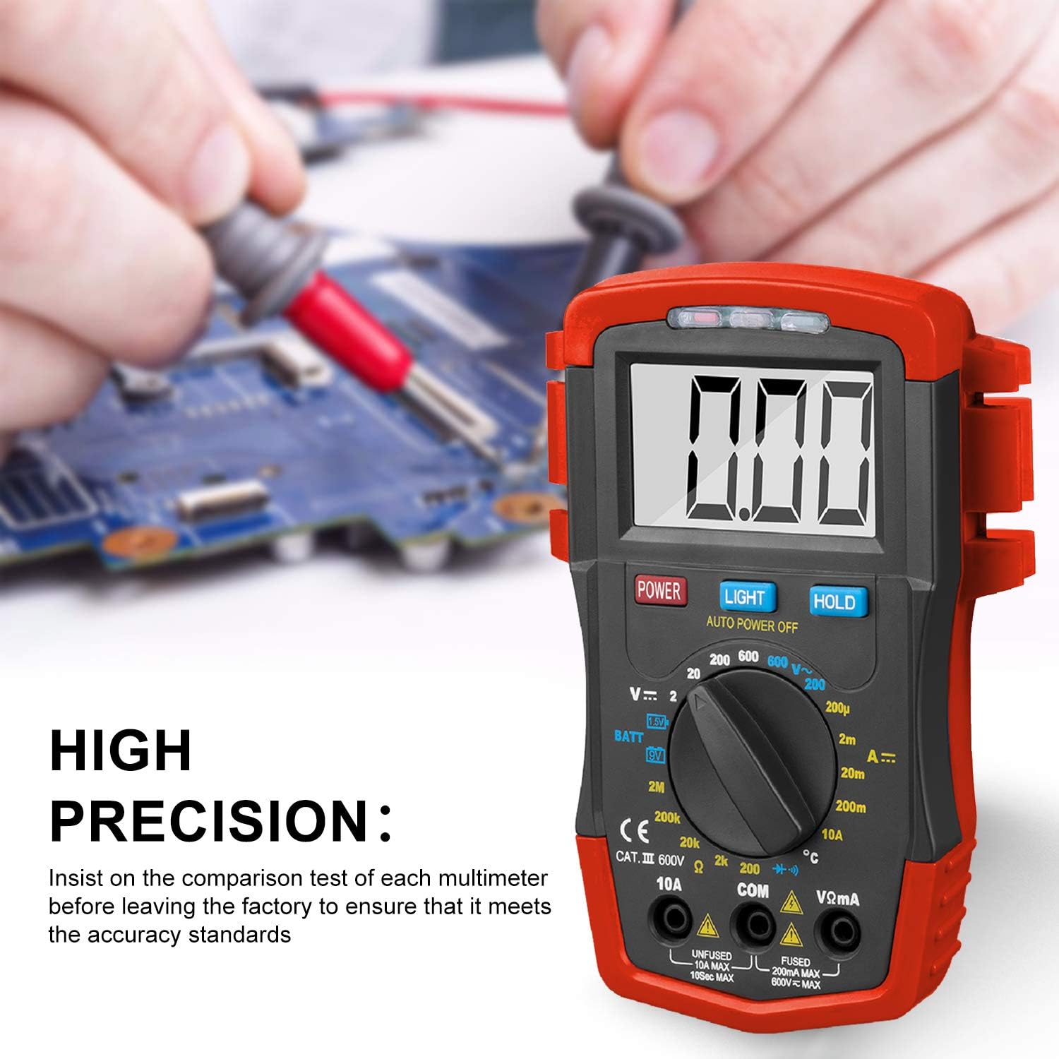 Gеt Sресіаl Prісе HOLDPEAK Amp Ohm Capacitor Tester HP-37A, Digital Multimeter Tester with Auto Backlit Manual Ranging for DC & AC Voltage, Resistance, Temperature, Battery Test, Positive Diode Voltage ℃ Reading (Red)